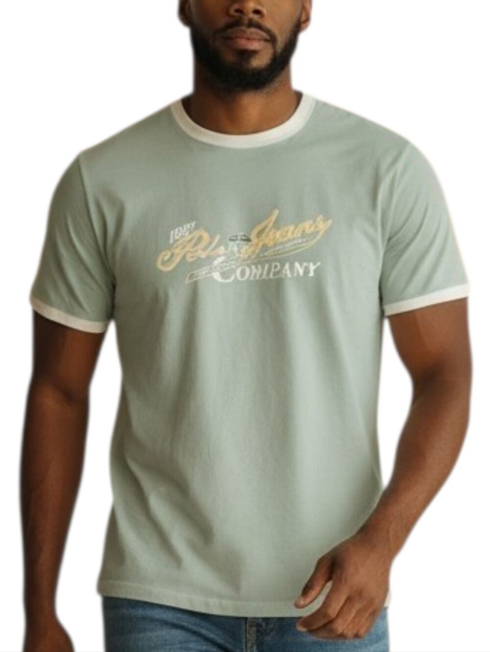 Polo Ralph Lauren Jeans Co. Olive Green Graphic Print Y2K/90s Ringer Tee Sz XXL